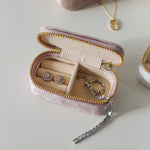 LOIREE FINANCIER Mini Velvet Jewelry Box - Travel Jewelry Case / Jewelry Storage Box / Ring Box / Necklace Box / Gift Box / Kotak Perhiasan Beludru