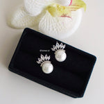 SLOAN | Wedding Collection - Zirconia Pearl Stud Bridal Earrings - Anting Wanita