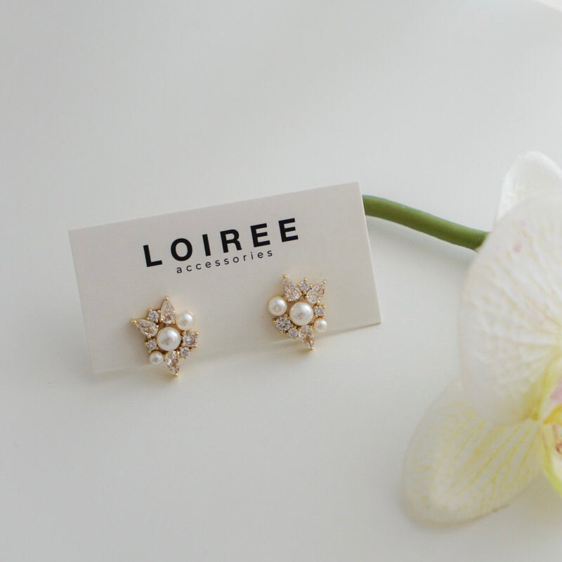 TAMARA Zirconia Pearl Stud Earrings - Wedding