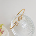 IVANKA Cuff Bangle - Zirconia Gold Plated Bangle Bracelet - Gelang Wanita