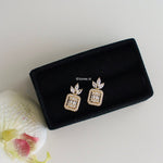 BRITNEY | Wedding Collection - Gold Plated Zirconia Pavel Stud Bridal Earrings - Anting Wanita