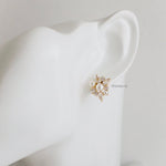 TAMARA | Wedding Collection - Gold Plated Zirconia Pearl Stud Bridal Earrings - Anting Wanita