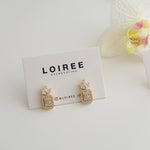 BRITNEY | Wedding Collection - Gold Plated Zirconia Pavel Stud Bridal Earrings - Anting Wanita