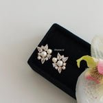 TAMARA | Wedding Collection - Gold Plated Zirconia Pearl Stud Bridal Earrings - Anting Wanita