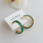 NIKI | Colour Collection - Zirconia Green Hoop Earrings - Anting Wanita