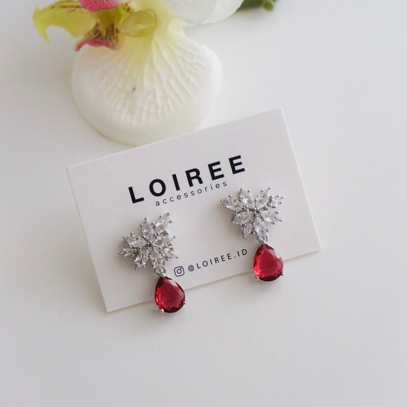 MILLA | Colour Collection - Zirconia Red Dangle Earrings - Anting Wanita