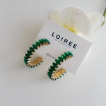 NIKI | Colour Collection - Zirconia Green Hoop Earrings - Anting Wanita