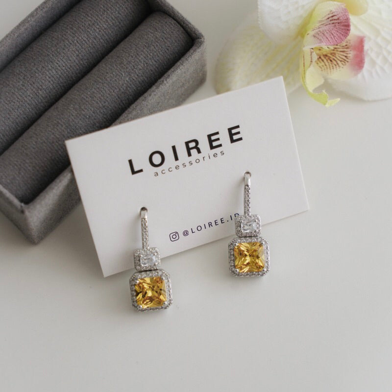 COLE | Colour Collection - Zirconia Yellow Dangle Hook Earrings - Anting Wanita