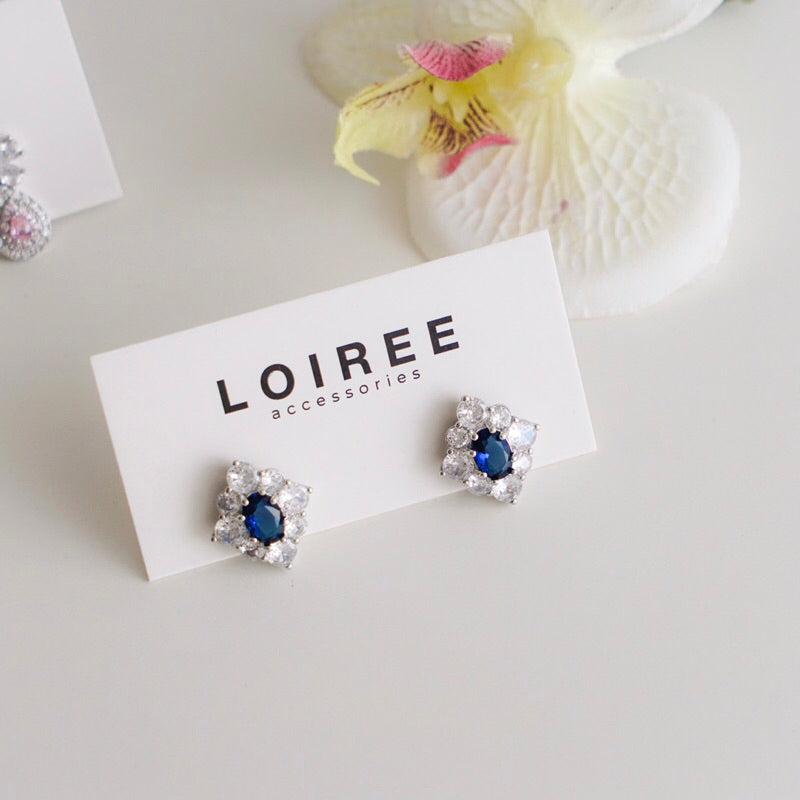 ZIVA | Colour Collection - Zirconia Blue Stud Earrings - Anting Wanita