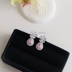 CORAL | Colour Collection - Zirconia Pink Flower Stud Earrings - Anting Wanita