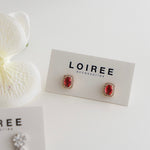 KANA | Colour Collection - Zirconia Red Stud Earrings - Anting Wanita
