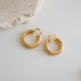 KIRA | Everyday - Gold Plated Twisted Thick Hoop Earrings - Anting Wanita
