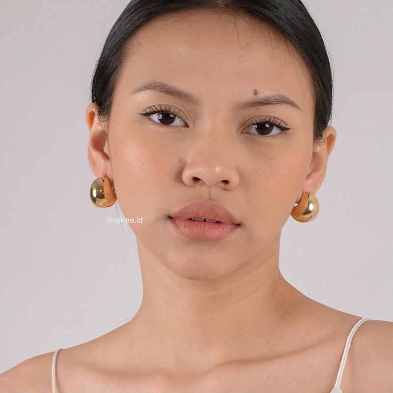 YUME Round Chunky Stud Earrings - Gold Plated