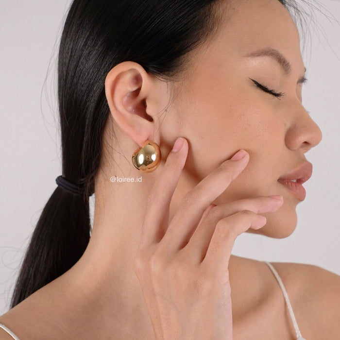YUME Round Chunky Stud Earrings - Gold Plated