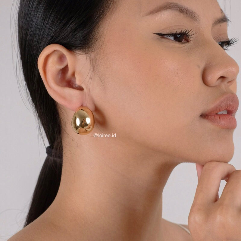 YUME Round Chunky Stud Earrings - Gold Plated