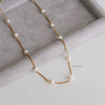 TYRA | Everyday - Gold Plated Freshwater Pearl Chain Necklace