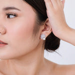 BELLE | Wedding Collection - Zirconia Pearl Flower Stud Earrings