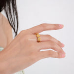 FEI | Lunar - Gold Plated Flower Adjustable Ring