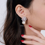 MALIKA | Raya - Zirconia Pearl Stud Earrings