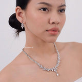 FRANCES Zirconia Bridal Necklace Earrings Set - Wedding