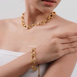 FIGARO Golden Chain Necklace Bracelet - Gold Plated