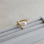 EZRA Adjustable Pearl Ring - Gold Plated