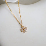 LUCKY FOUR LEAF Pendant Chain Necklace - Gold Plated