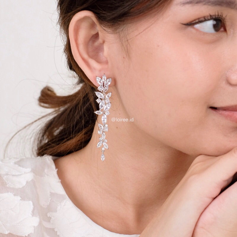 KHLOE Zirconia Long Dangle Earrings - Wedding