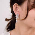 NAYA | Wedding Collection - Zirconia Flower Dangle Earrings