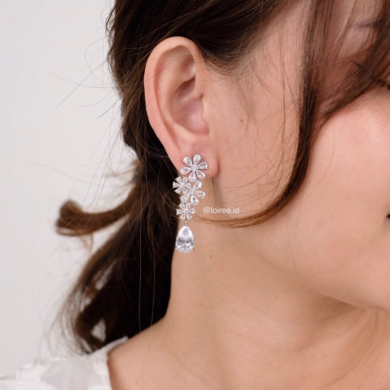 NAYA | Wedding Collection - Zirconia Flower Dangle Earrings