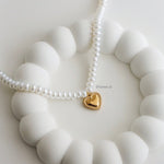 DILETTA | Valentine - Gold Plated Heart Pearl Necklace