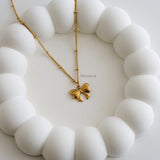LYONA Ribbon Bow Necklace - Gold Plated