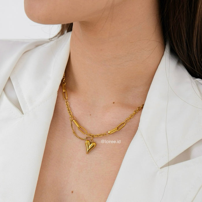 LAINEY Heart Link Chain Necklace - Gold Plated
