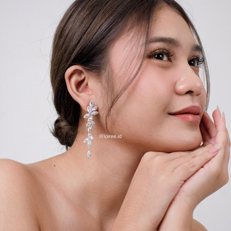GISELLE | Wedding Collection - Zirconia Long Dangle Stud Earrings