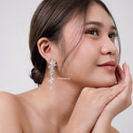 GISELLE | Wedding Collection - Zirconia Long Dangle Stud Earrings