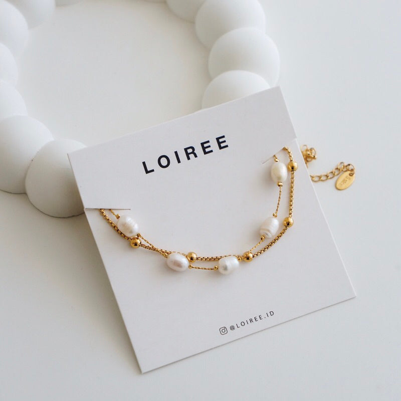 LAURA Double Layer Freshwater Pearl Bracelet - Gold Plated