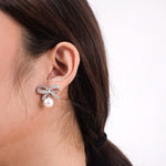 JENNIE | Wedding - Zirconia Ribbon Bow Earrings