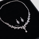 FRANCES Zirconia Bridal Necklace Earrings Set - Wedding