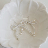 JANE Bow Pearl Earrings - Ribbon Coquette