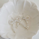 JANE Bow Pearl Earrings - Ribbon Coquette