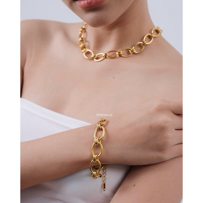 FIGARO Golden Chain Necklace Bracelet - Gold Plated