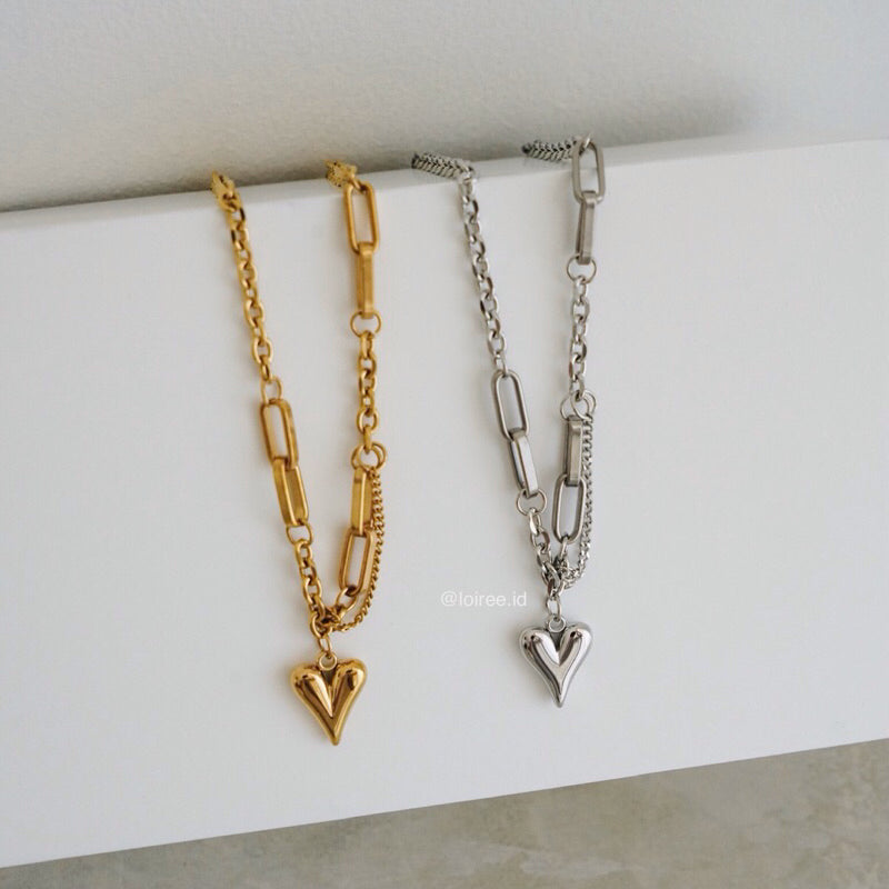LAINEY Heart Link Chain Necklace - Gold Plated