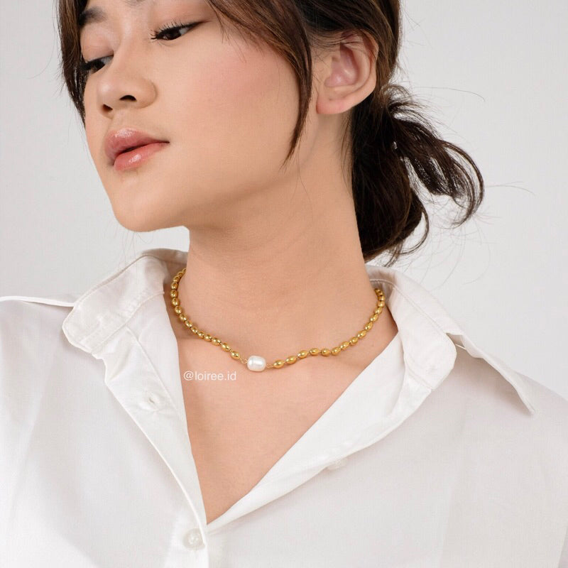 COSMO Necklace & Bracelet | Everyday - Gold Plated Freshwater Pearl Beaded Chain