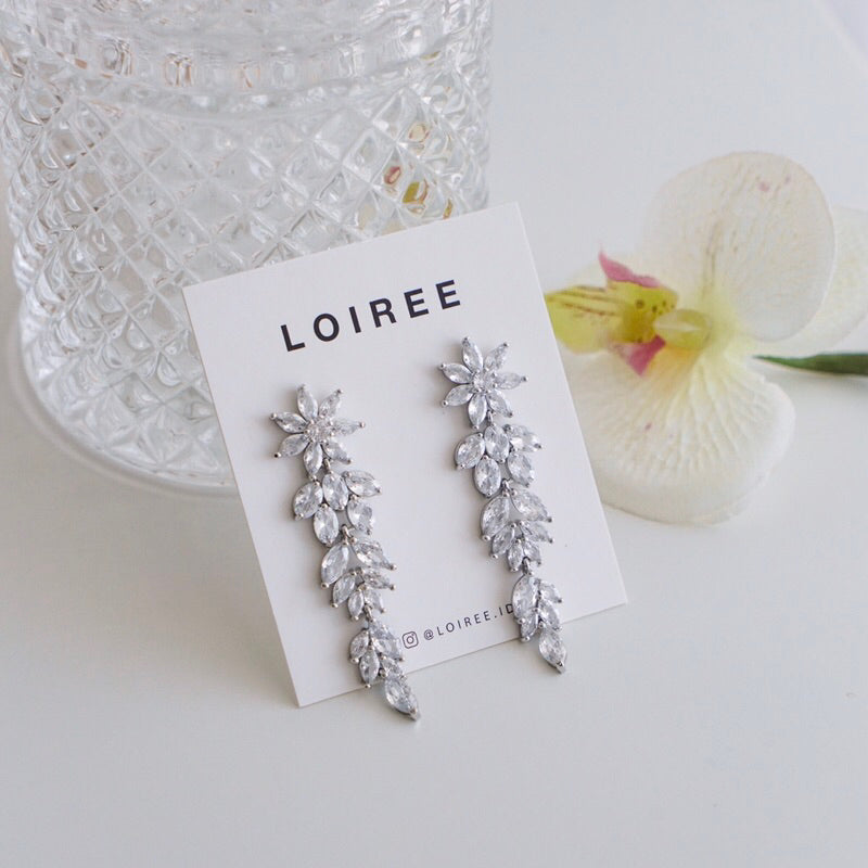 SELENE Zirconia Long Dangle Earrings - Wedding