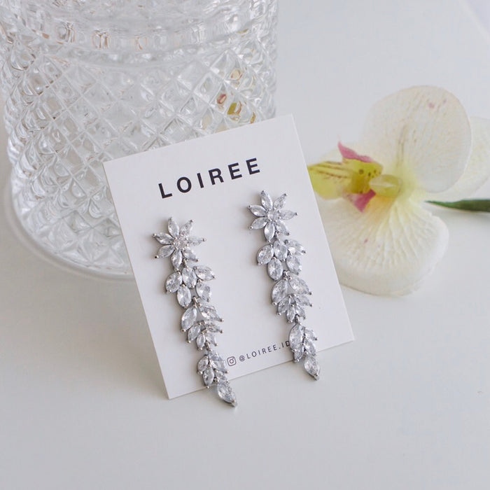 SELENE Zirconia Long Dangle Earrings - Wedding