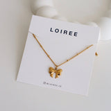 LYONA Ribbon Bow Necklace - Gold Plated