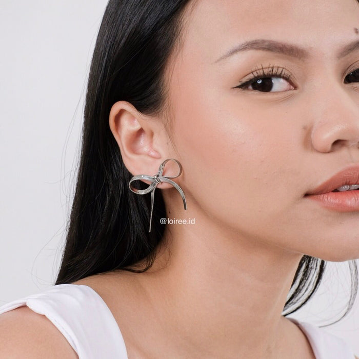 BRYNN Ribbon Bow Earrings - Gold Plated