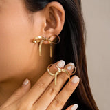 BRYNN Ribbon Bow Earrings - Gold Plated