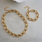 FIGARO Golden Chain Necklace Bracelet - Gold Plated