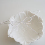 VIVIAN Bow Pearl Necklace - Ribbon Coquette Choker